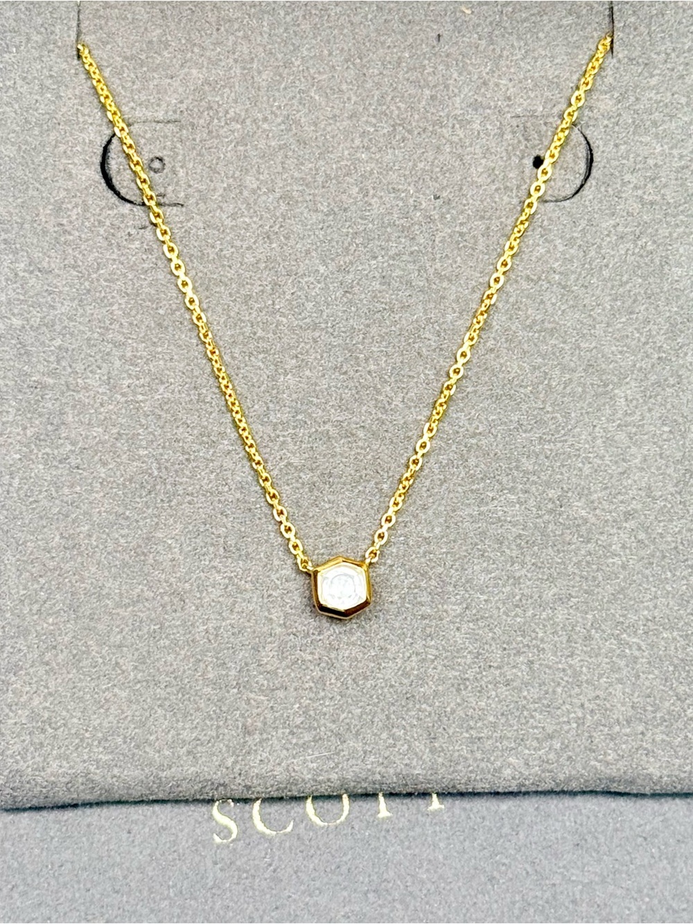 Kendra Scott Davie 18k Vermeil Gold Pendant Necklace in Rock Crystal - Picture 2 of 4